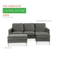 thumbnail image 6 of Novogratz Chapman Reversible Sectional Sofa and Floating Ottoman with Chrome Metal Legs, Gray Velvet, 6 of 10