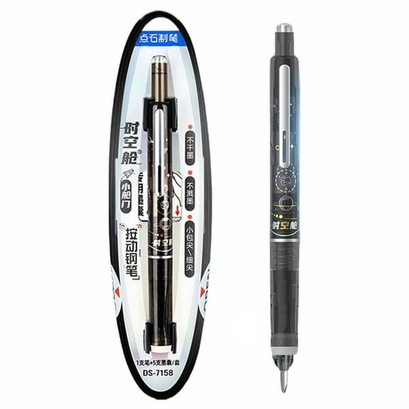 Fountain Pen Retractable, Portable Retractable Fountain Pen, Blue & Black Ink Barrel FountainPen, Medium Nib Barrel For Calligraphy, Smooth Writing No Leaking