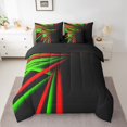 thumbnail image 2 of Erosebridal Gradient Bed in a Bag Full size, Green Red Abstract Ombre Bed Set, Geometric Striped Decor, Reversible, 2 of 5