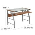 thumbnail image 2 of Glass Computer Desk with Pull-Out Keyboard Tray and Bowed Front Frame, 2 of 9