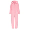 thumbnail image 5 of Dazajoo Womens Plush Hooded Jumpsuit Sherpa Fuzzy Pajamas Long Sleeve Solid Color Onesie with Pocket Winter Zip Up Warm Rompers Sleepwear,Pink,XXXL, 5 of 9