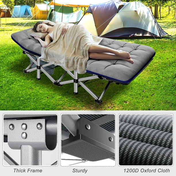 Slsy Folding Camping Cot with 2Sided Cushion & Carry Bag, Tent Folding