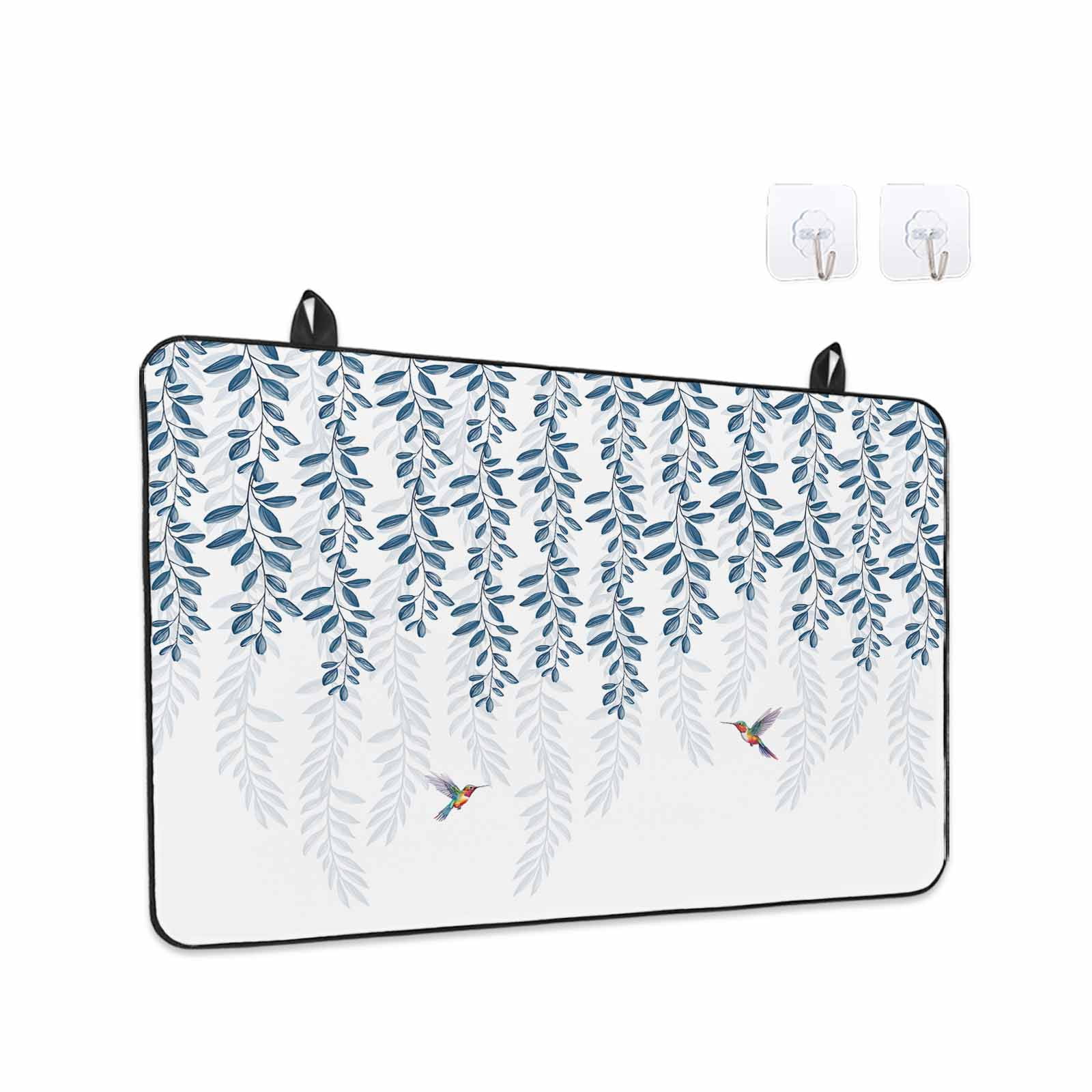 Blue Botanical Stove Top Cover for Electric Stove, Heat-proof & Non Slip Glass Top Stove Cover Protector, Pastoral Spring Floral Summer Birds Kitchen Flat Cooktop Rubber Mat 31x24 Inches