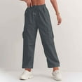 thumbnail image 6 of Women's High Wais Casual Pants Cargo Pants Elastic Waist Drawstring Pants Wide Leg Y2K Streetwear with Pockets, 6 of 7