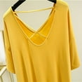 thumbnail image 6 of BLVB Women's Summer Tops V Neck Short Sleeve Backless Basic Shirts Casual Loose Solid Color Blouse Loungewear, 6 of 6