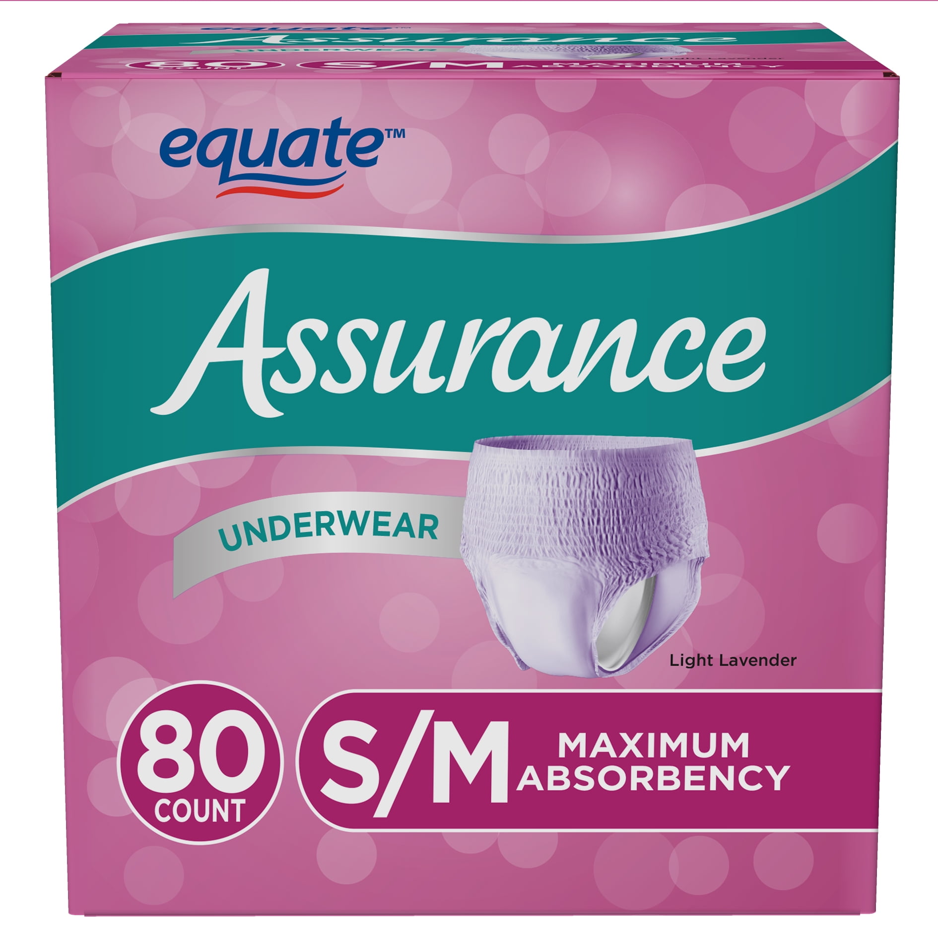 Assurance Incontinence & Postpartum Underwear for Women, Maximum Absorbency, S/M, 80 Count