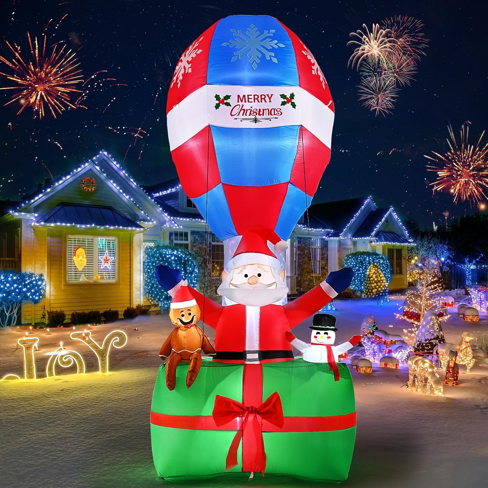 Justpe 9-Foot Santa Hot Air Balloon LED Inflatable Christmas Decoration photo 2