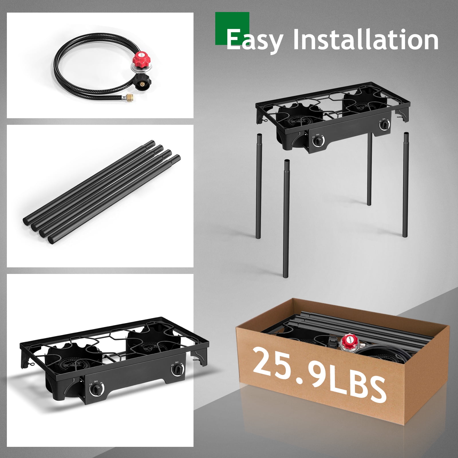 Ktaxon 2 Burner Cooker Outdoor Camping Picnic Stove Stand BBQ Grill