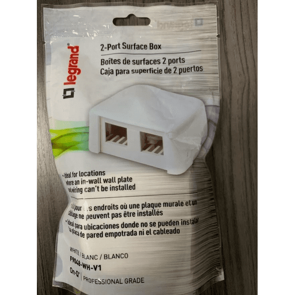 Legrand F9048-WH-V1 2-Port Surface Box White On-Q Professional Grade