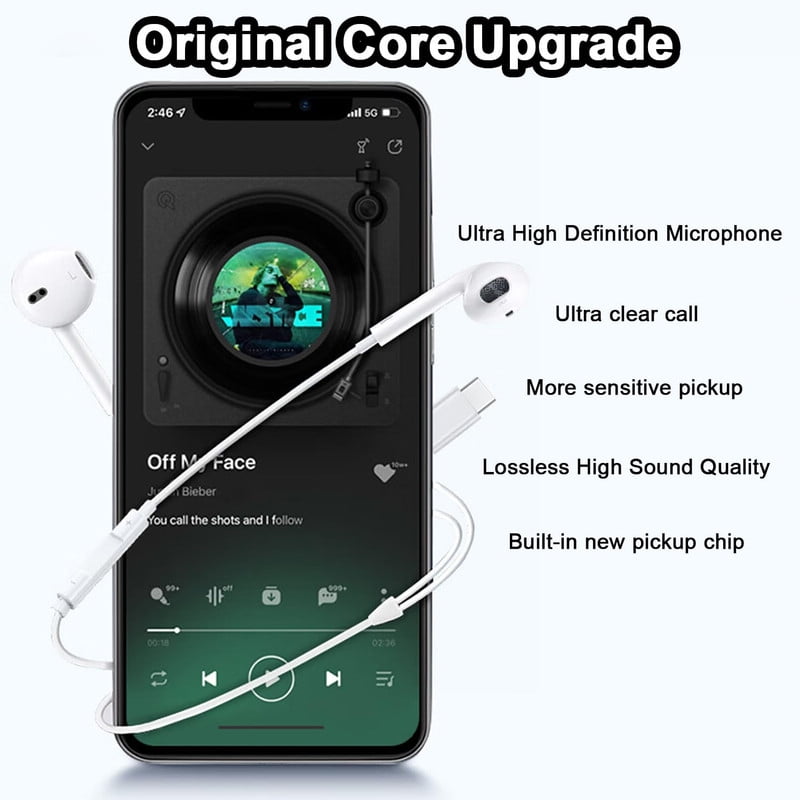 USB C Headphones Compatible with iPhone 17 16 15, for iPad Pro, Type-C Earphones with Microphone Volume Control Wired Earbuds, for Google Pixel 8 7 6A 5 for Samsung S25 S24 S23 S22 S21 S20 A55 -White