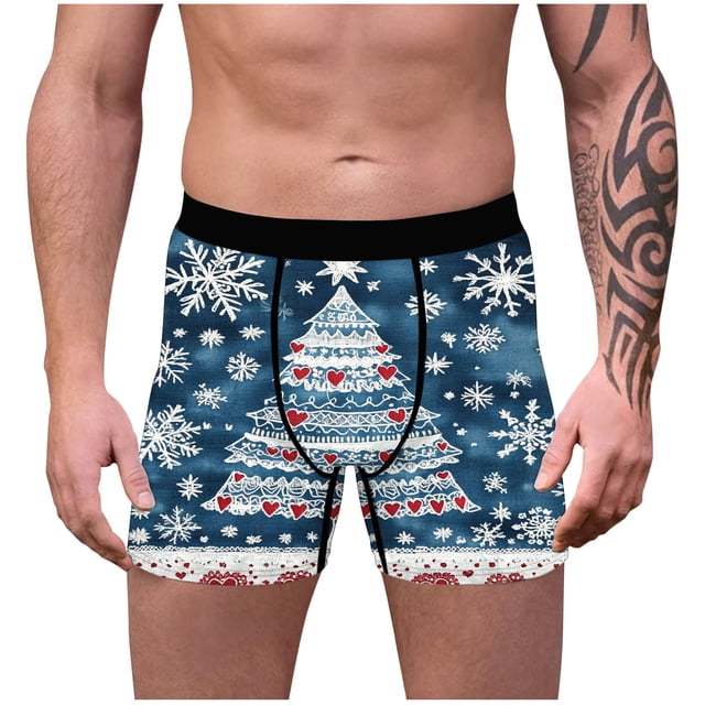 Christmas Digital Printing Breathable Close Fitting Men's Underpants Comfortable Boxers