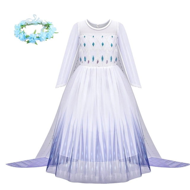 Vestido de princesa Frozen de Disney, coronación de Elsa, Vestidos de fiesta de cumpleaños para niños, disfraz de Reina de la nieve, disfraz de Cosplay para niñas, vestido de baile, Clothes4-5T 120CM Gao Jinjia LED
