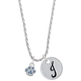 thumbnail image 1 of Delight Jewelry Silvertone Mini Paw with Blue Crystals Silvertone Script Initial Disc - J - Charm Necklace, 20"+3", 1 of 4