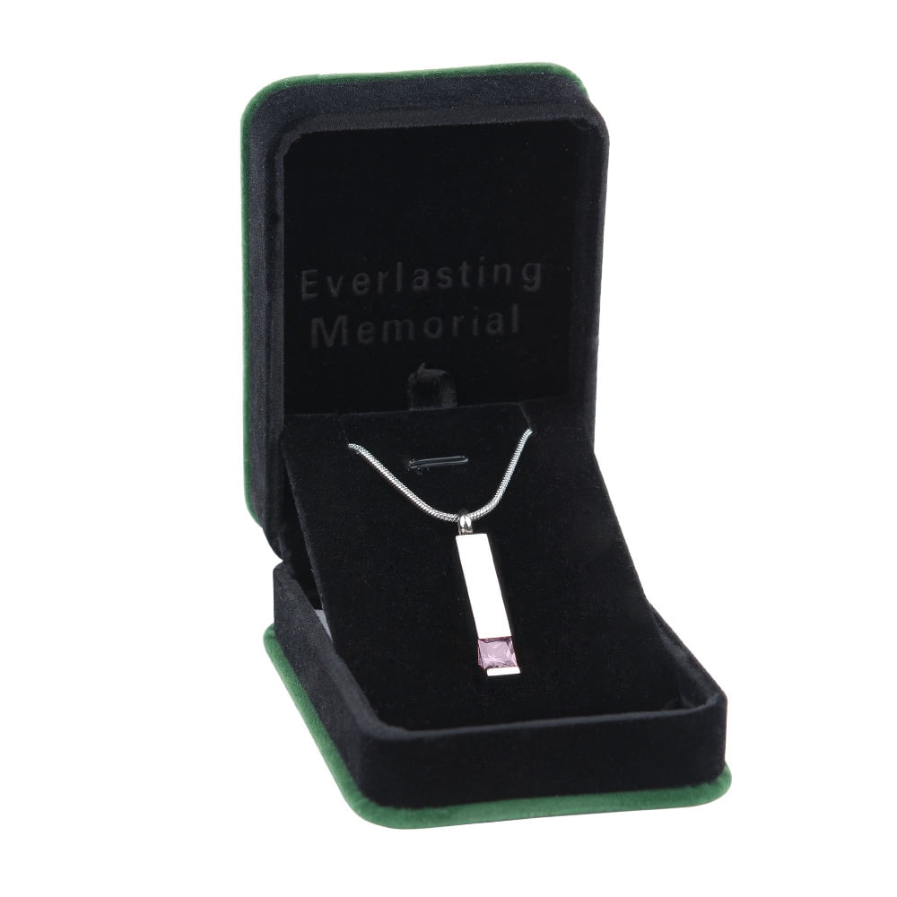 Anavia Cremation Jewelry Memorial Birthstone Bar Necklace Handcrafted Waterproof Human Ashes Urn Container with Free Funnel Kit and Velvet Jewelry Box [June]