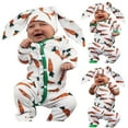 thumbnail image 3 of Gunia Toddler Boy Easter Outfit Girls Long Sleeve Cartoon Carrot Printed Romper Bodysuit Pants Rabbit Ears Hat Outfits Clothes Set 12-18 Months, 3 of 4