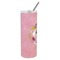 thumbnail image 2 of Fawn French Bulldog Pink Flowers Double Walled Stainless Steel 20 oz Skinny Tumbler, 2 of 4