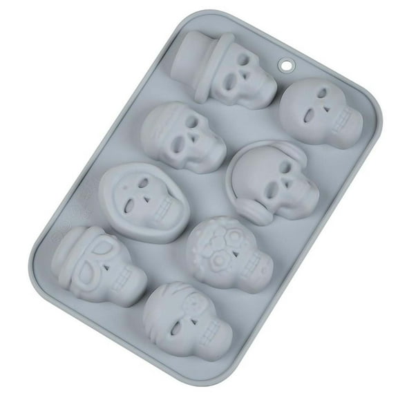 Todaioua 3D Skull Silicone Molds 8 Cavity Skull Themed Baking Mould Tray DIY Baking Tool for Chocolate Cake Dessert Candy Mousse Pastry Handmade Soap Cupcake Topper