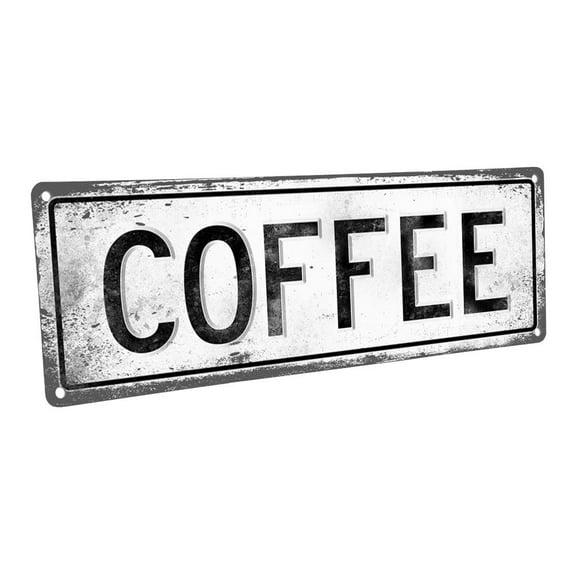 Coffee 4"x12" Metal Sign, Wall Décor for Kitchen and Dining