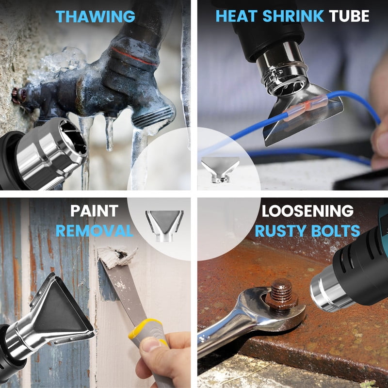 1500W Hot Air Gun with Digital LCD Display HD, Thawing, Heatsharink Tube, Paint Removal, Loosening Rusty Bolts
