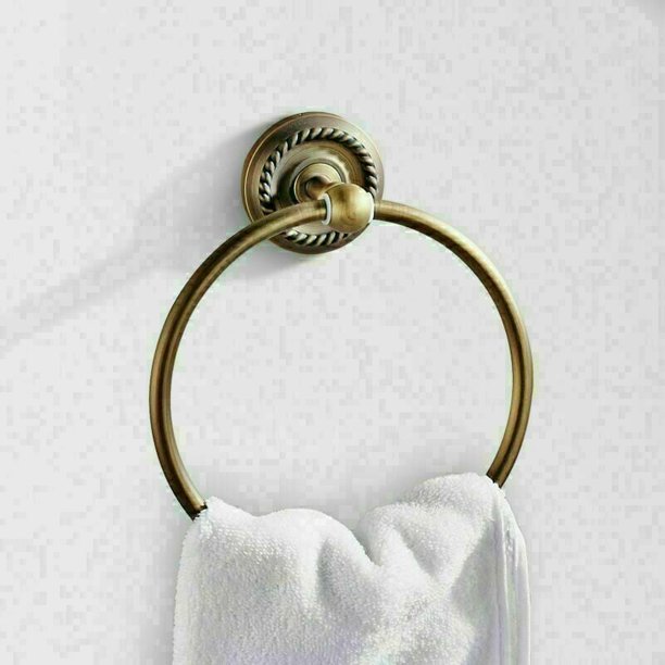 Anneau Porte-Serviette Fixation Murale Rond en Acier pour Salle de Bain ou Cuisine Support-Serviette Dorée, de Douche Accessoir de Salle de Bain (16 cm) - Finition laiton antique Kuyhfg Bienvenido a Kuyhfg