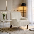 thumbnail image 4 of S-HOME Classic Mid-Century Modern Chair Plush Upholstered Armchair with 9-Inch Solid Wood Legs for Living Room Seating, Beige, 4 of 9