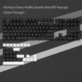 thumbnail image 3 of Teclas PBT de doble disparo, color negro personalizado, 140 teclas, brillo RGB a través de teclas, perfil de cereza para interruptores Gateron MX, teclados para juegos, 3 of 5