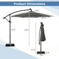 thumbnail image 3 of Costway 10 FT Solar Offset Hanging Umbrella with 96 Solar Multi-colored Flowing LED Lights Gray, 3 of 10