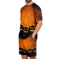 thumbnail image 4 of Mens Pajama Set Halloween Orange Pumpkin Soft Comfy Short Sleeve Pjs Lounge Set with Pockets, 4 of 7