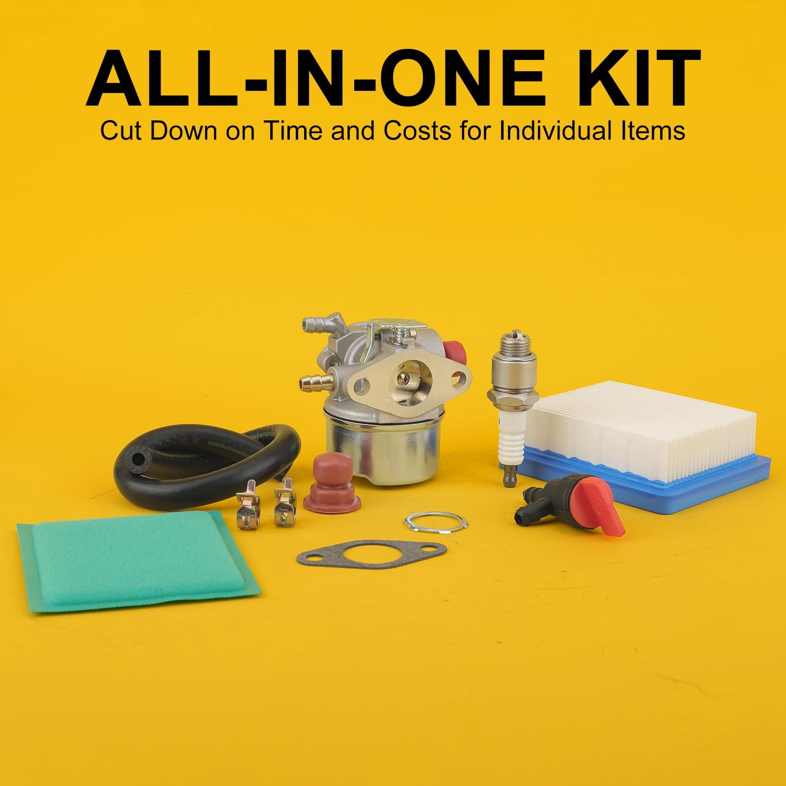 OHH60 OHH55 Carburetor Kit for Tecumesh 6.5HP 5.5HP 5HP OH195EA OHH65 OHH50 OHH55 OHH60 Engine Lawn Mower Carburetor Parts Replace 640004 640025 640014 640017 Tecumesh Carb