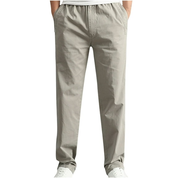 Dagegui Cargo Pants for Men Summer Elastic Waist Work Pants Big and Tall Straight Fit Long Pants Casual Solid Color Outdoor Active Pants