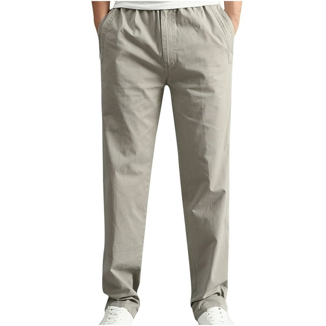 Men Pants Solid Casual Pocket Outdoor Elastic Waistbelt Drawstring Trousers Work Pants Spring/Summer Pants for Men