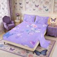 thumbnail image 2 of Manfei Floral Butterfly King Sheets 4pcs,Romantic Flowers Bedding,1 Flat Sheet,1 Fitted Sheet and 2 Pillowcases, 2 of 6