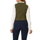 thumbnail image 3 of Chaleco de mezclilla sin mangas para mujer INSPIRE CHIC, con cuello en V y botones, casual, color verde militar, talla XS, 3 of 6