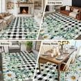 thumbnail image 5 of Area Rug for Living Room, Green Eucalyptus Leaves Non-Slip Indoor Large Carpet for Bedroom/Dining Room, Summer Botanical Daisy Black Plaid Washable Low-Profile Rectangle Floor Runner Rugs - 5 x 7 Ft, 5 of 7