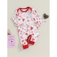 thumbnail image 4 of Bslissey Infant Baby Girls Boys Cute Jumpsuit Heart Print Long Sleeve Crew Neck Footless Rompers 3M 6M 9M 12M Newborn Casual Sweet Bodysuit for Valentine's Day, 4 of 8