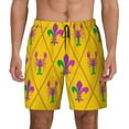thumbnail image 2 of Goofa Mardi Gras Crayfish and Fleur de lis Printed Men's Swim Trunks Board Shorts Quick Dry Mens Swimming Trunks with Compression Liner,Breathable Fit Hawaii Beach Shorts-3X-Large, 2 of 9