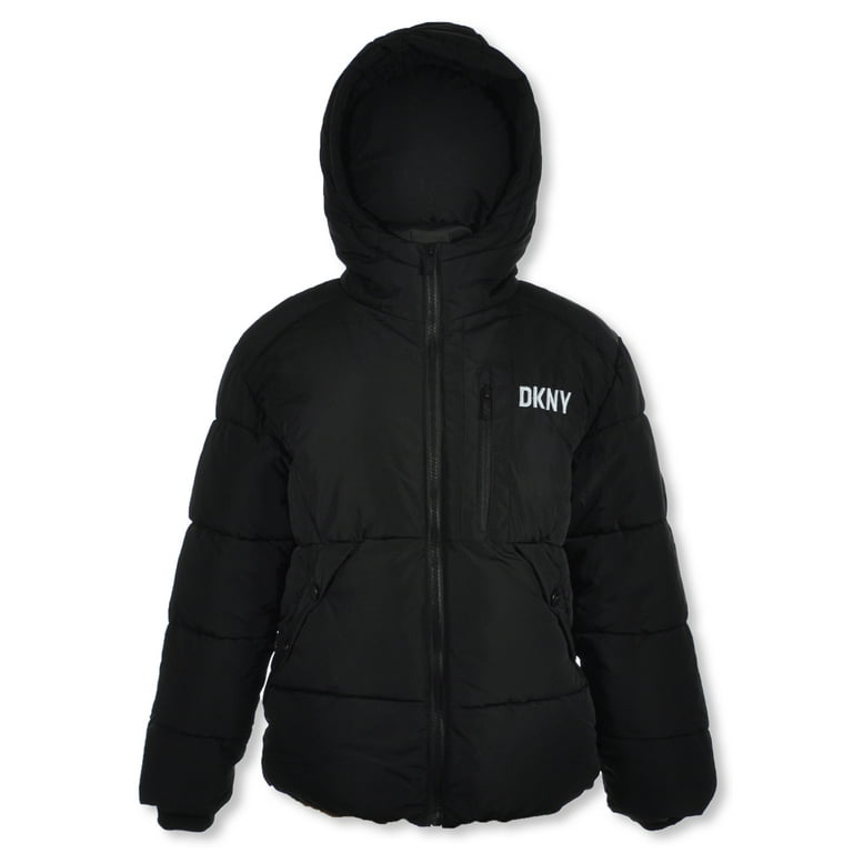 DKNY Boys Puffer Sherpa Jacket black 10 12 Big Boys