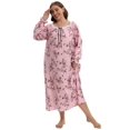 thumbnail image 5 of Sunsent Women's Plus Size Nightgown Floral Printed Long Loungewear Square Neckline Comfy Long-Sleeve Nightshirt Sleepwear Loose Full Length Sleepshirt, 5 of 6