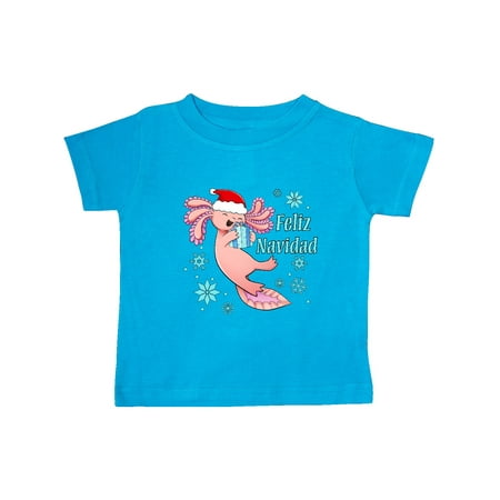 

Inktastic Feliz Navidad Cute Axolotl in Santa Hat with Snowflakes Gift Baby Boy or Baby Girl T-Shirt