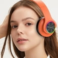 thumbnail image 5 of SHENGXINY Over Ear Headphones Wireless Clearance Bluetooth Earphones, Wireless, Illuminated, Seven Color Breathing Lights, Pluggable, Foldable, Subwoofer, Universal For Mobile Phones Orange, 5 of 7