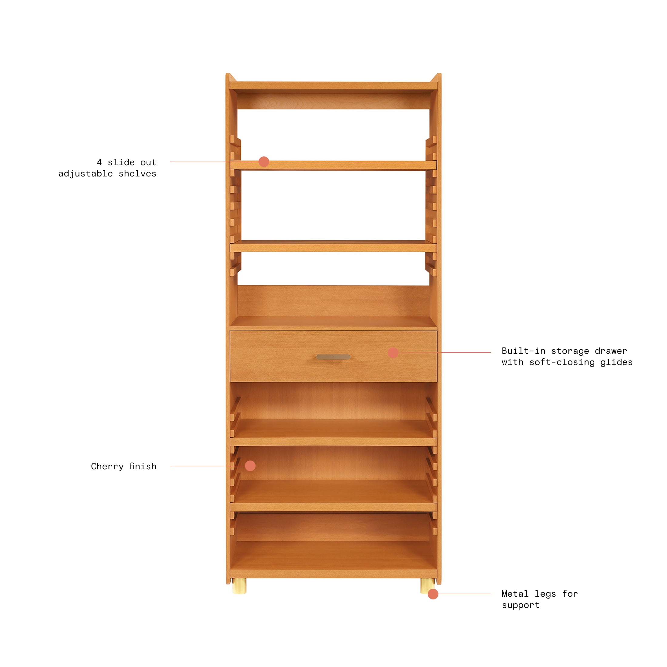 Beautiful Maurice Bookcase by Drew Barrymore, Cherry Finish