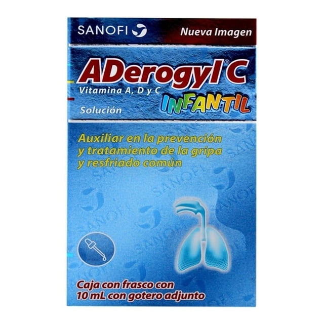 Multivitamínico Aderogyl C Infantil, Frasco con Gotero 10 ml. Ayuda a la Prevención y Tratamiento de la Gripe.