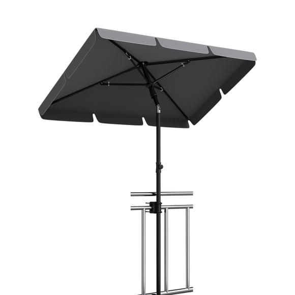 Parasol Rectangulaire UPF 50+ pour Patio et Plage – Pare-Soleil Extérieur Ajustable pour Balcon, Jardin, Terrasse Ou Pelouse – 200x125 cm, Gris Polyester 160 Pa