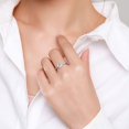 thumbnail image 5 of Womens Hexagonal Simulated Diamond Ring Geometric Silver Ring Korean Style For Women Fashion Accessory Jewelry, 5 of 5