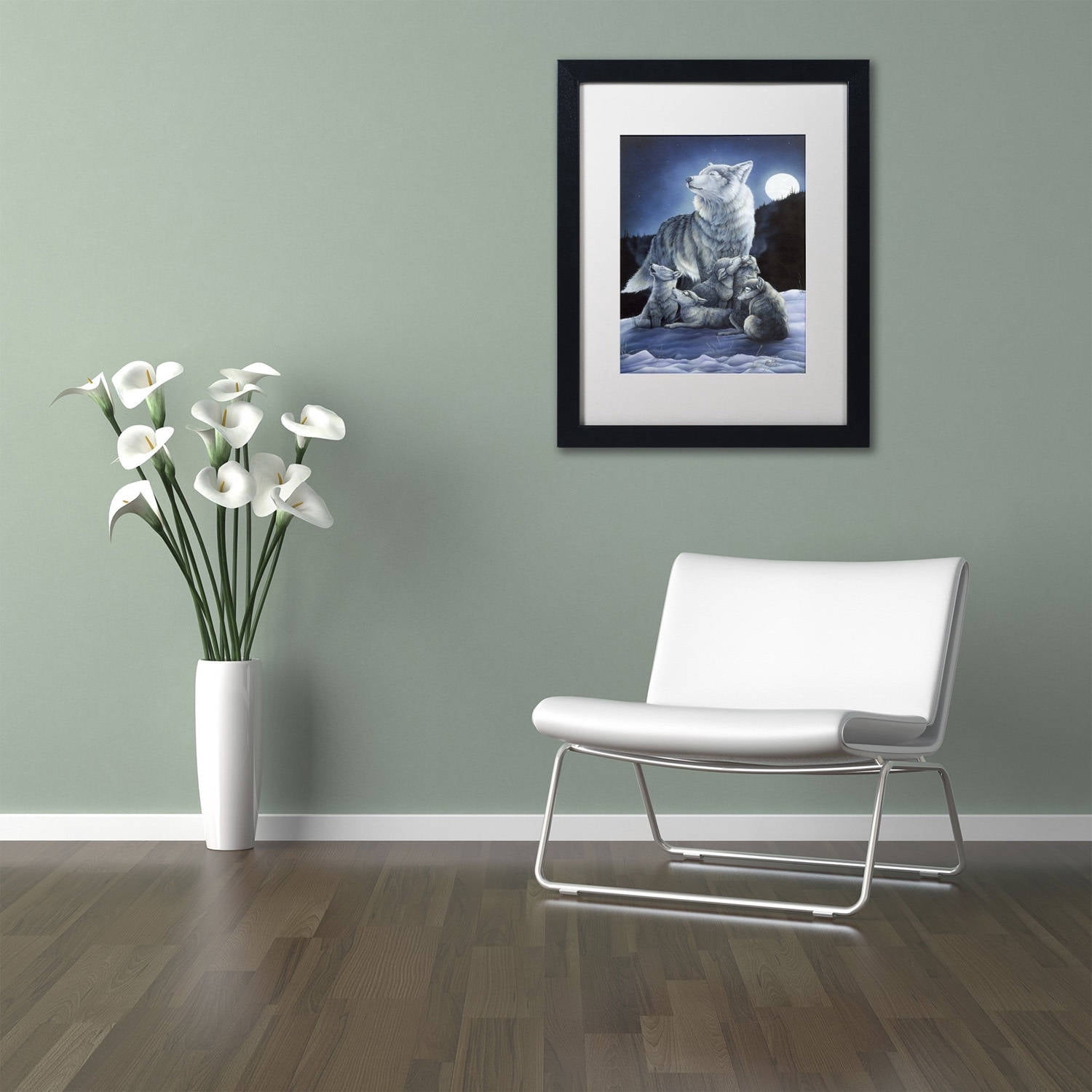 Trademark Fine Art 'Howling Lessons' Canvas Art by Jenny Newland, White Matte, Black Frame