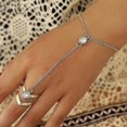 thumbnail image 2 of Pulsera con anillo grande de cristal dorado para mujer, cadena de muñeca, joyería, cadena para la muñeca, 2 of 3