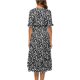thumbnail image 3 of ICHUANYI Clearance Fashion Women Summer Casual Print Dress V-Neck Short Sleeve Loose Dress(Black, XL) ICHUANYI WER2023080706975, 3 of 8