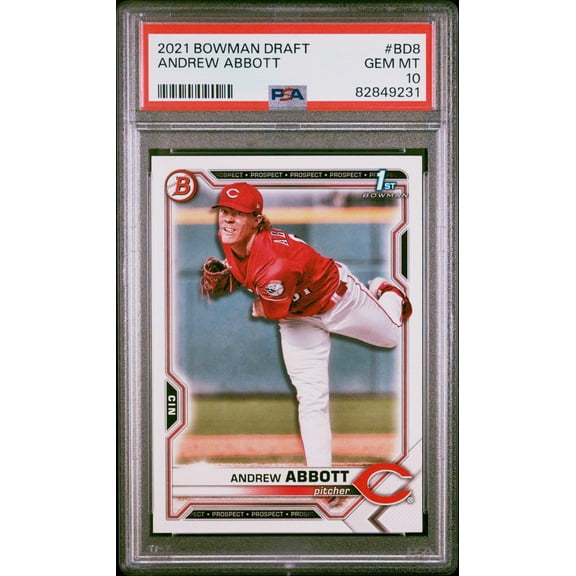Graded 2021 Topps Bowman Draft Andrew Abbott #BD8 Rookie RC Baseball Card PSA 10 Gem Mint