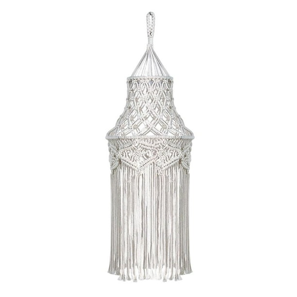 Pantalla de lámpara con borlas de macramé, pantalla de tejida a , pantalla colgante de techo para decoración de estar y hogar de
