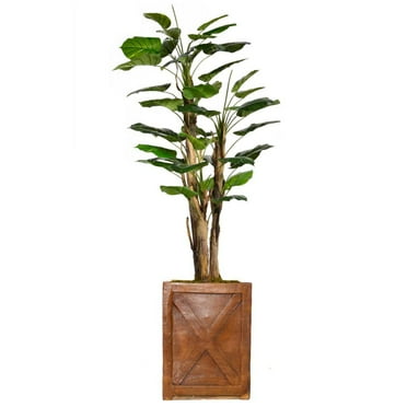 Vintage Home Artificial Faux Real Touch 75" Tall Scindapsus Aureus With Burlap Kit And Fiberstone Planter